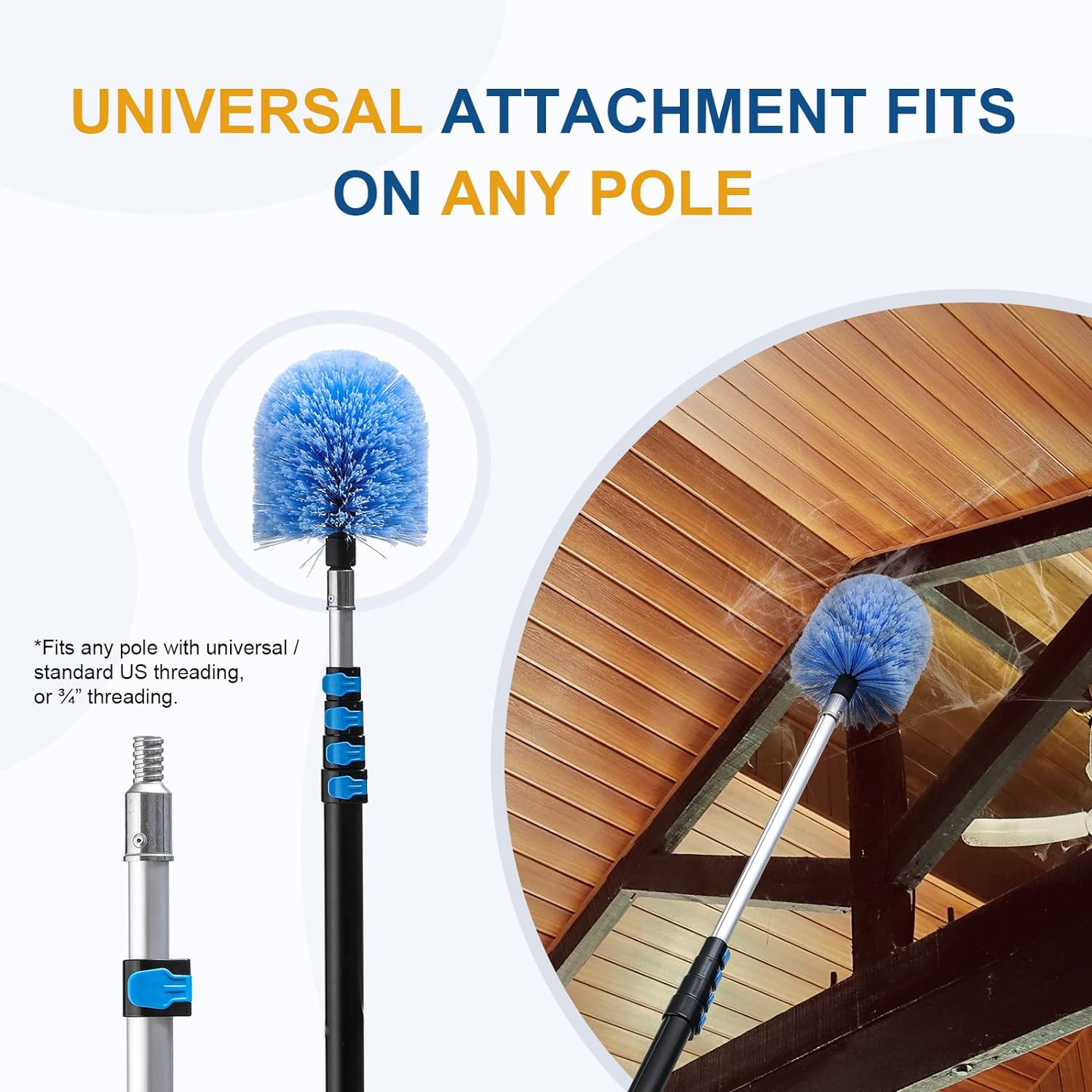 Detalle 2 de VITEVER Twist-On Cobweb Duster Head Brush for Standard 3/4 Inch Poles