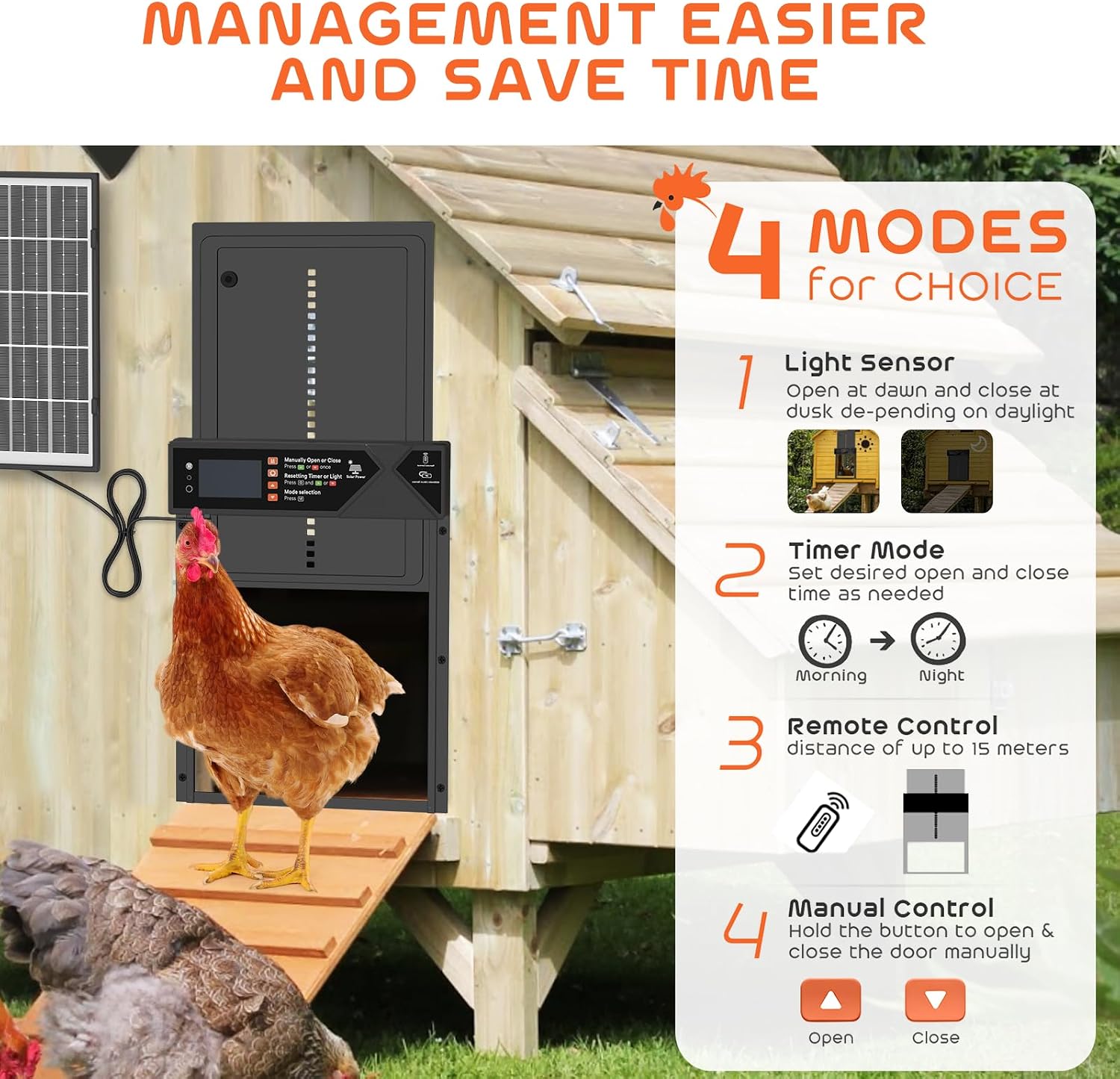 Detalle 2 de AsFrost Automatic Chicken Coop Door, 4000mAh Battery