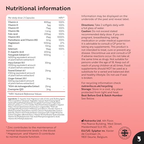 Detalle de Nutravita Testo Max 2.0: Testosterone Support for Men — 210 Vegan Capsules