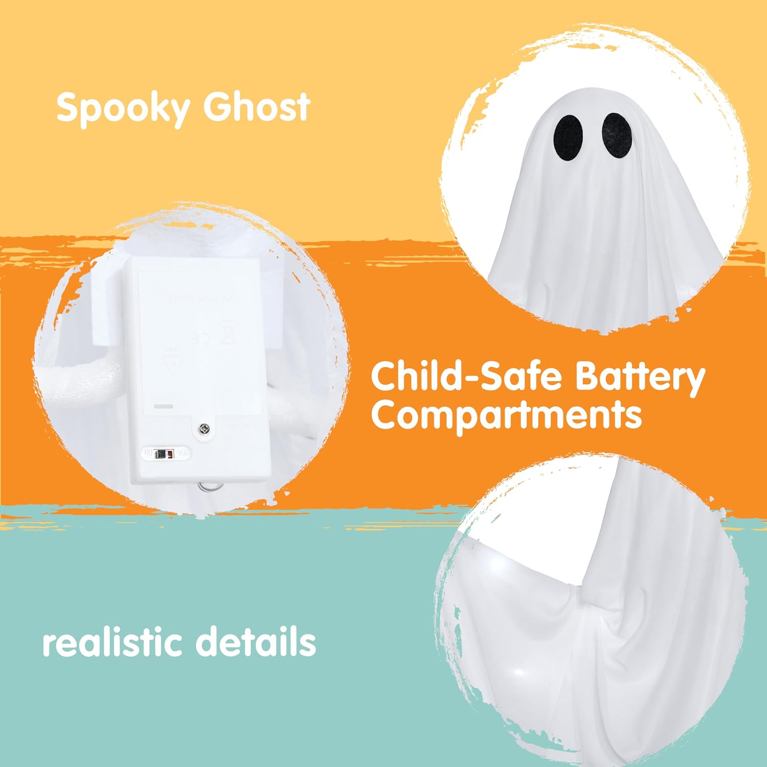 Detalle de JOYIN 16470 47-Inch Light-Up Hanging Ghost with Cold-White LED and Timer