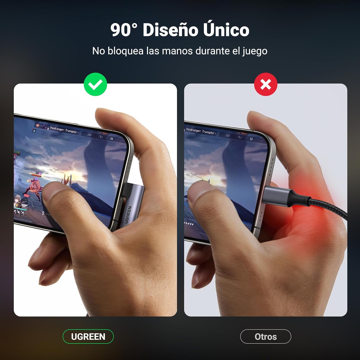 Detalle de UGREEN Adaptador USB-C a Jack 3.5mm 🎧 Compatible con iPhone y Galaxy