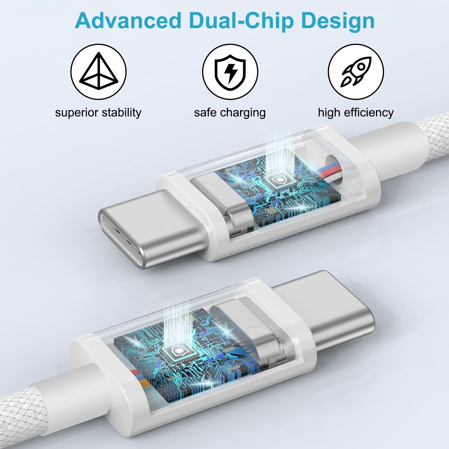 Thumbnail 2 de iPhone 16/17 USB‑C Ladekabel (2er‑Set, 2 m, 60 W) – Nylon geflochtenes USB‑C auf USB‑C Schnellladekabel