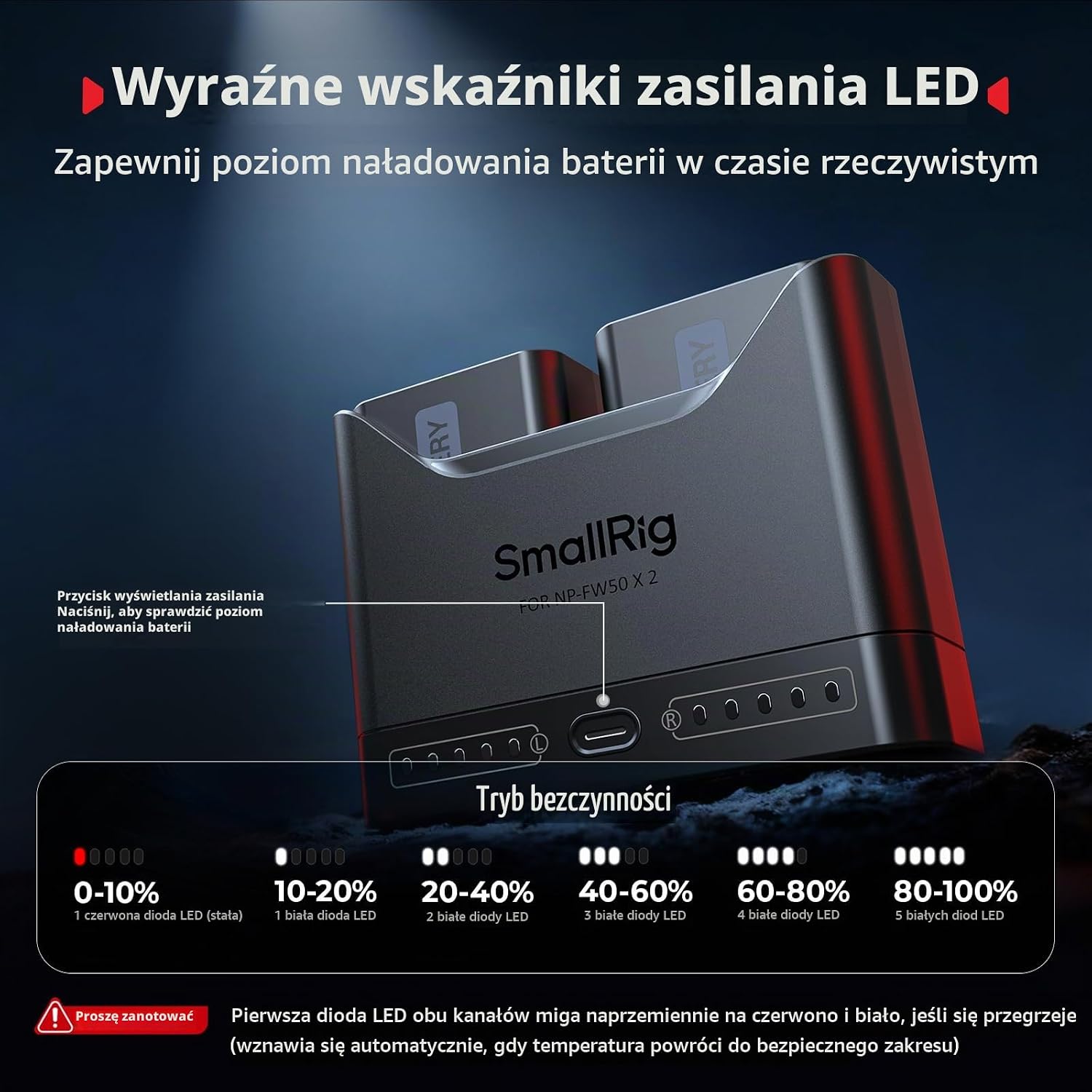 Thumbnail 4 de SMALLRIG -5493 – ładowarka do NP-FW50, dwa gniazda i USB-C 11 W