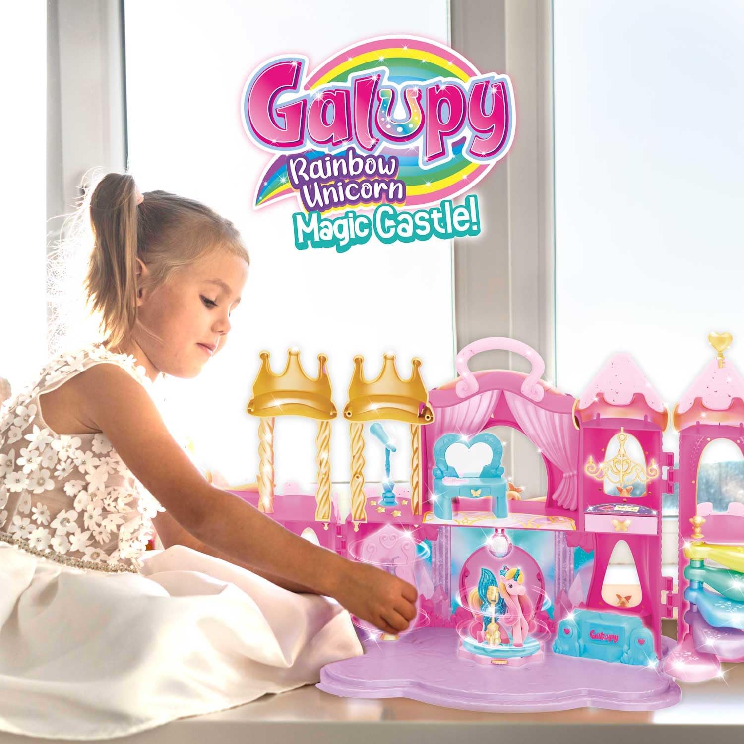 Thumbnail 4 de GALUPY Rainbow Unicorn Magique Castle – Kit de jeu avec serrure & clé magique et figurine licorne exclusive