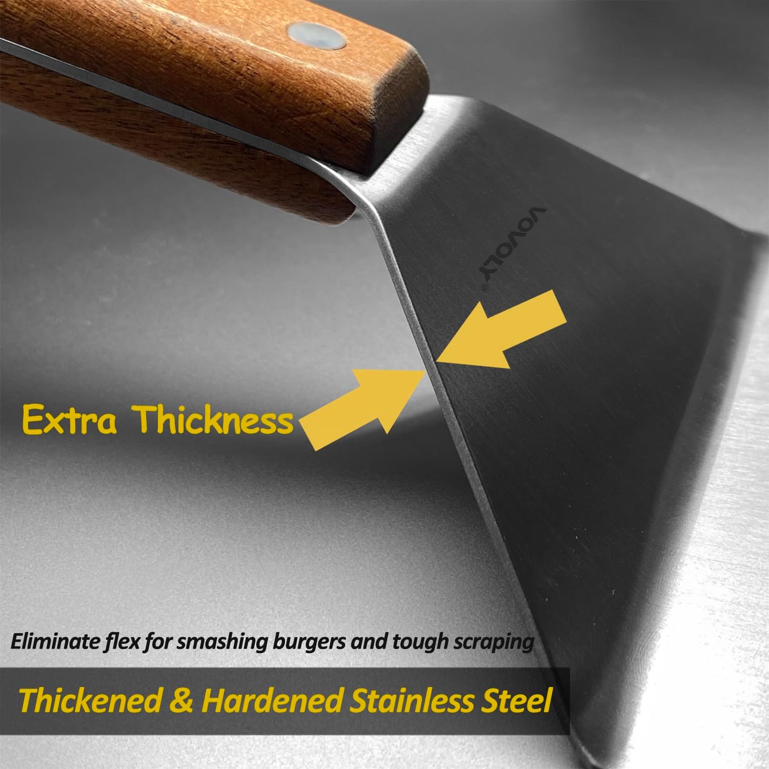 Detalle de Vovoly 231 Stainless Steel Griddle Spatula Set, 3-Piece with Bevelled Edges