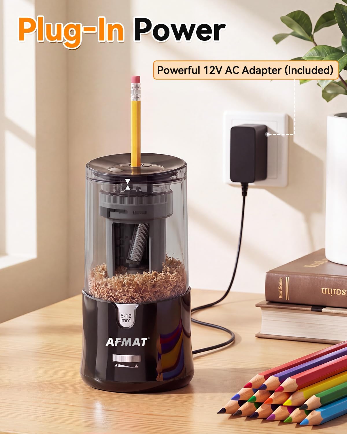 Thumbnail 6 de AFMAT PS92 Electric Pencil Sharpener for 6–12 mm Pencils, Auto-Stop