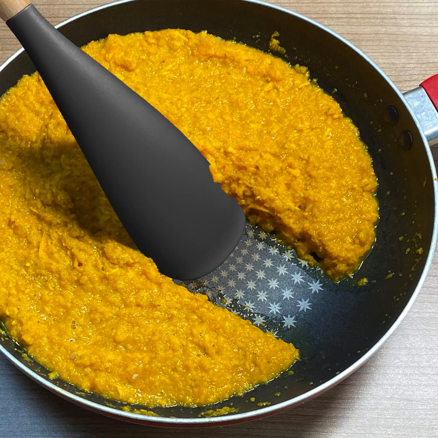 Detalle de VOVOLY Silicone Cooking Spoon for Nonstick Cookware (Black, 11.4 in)
