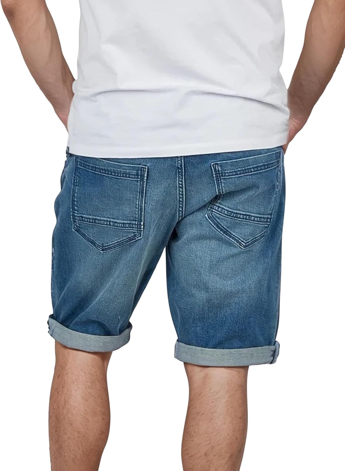 Detalle de TOM TAILOR Jeans Shorts Herren TTJOSH Regular Slim Fit – Denim Kurz, Blau/Schwarz