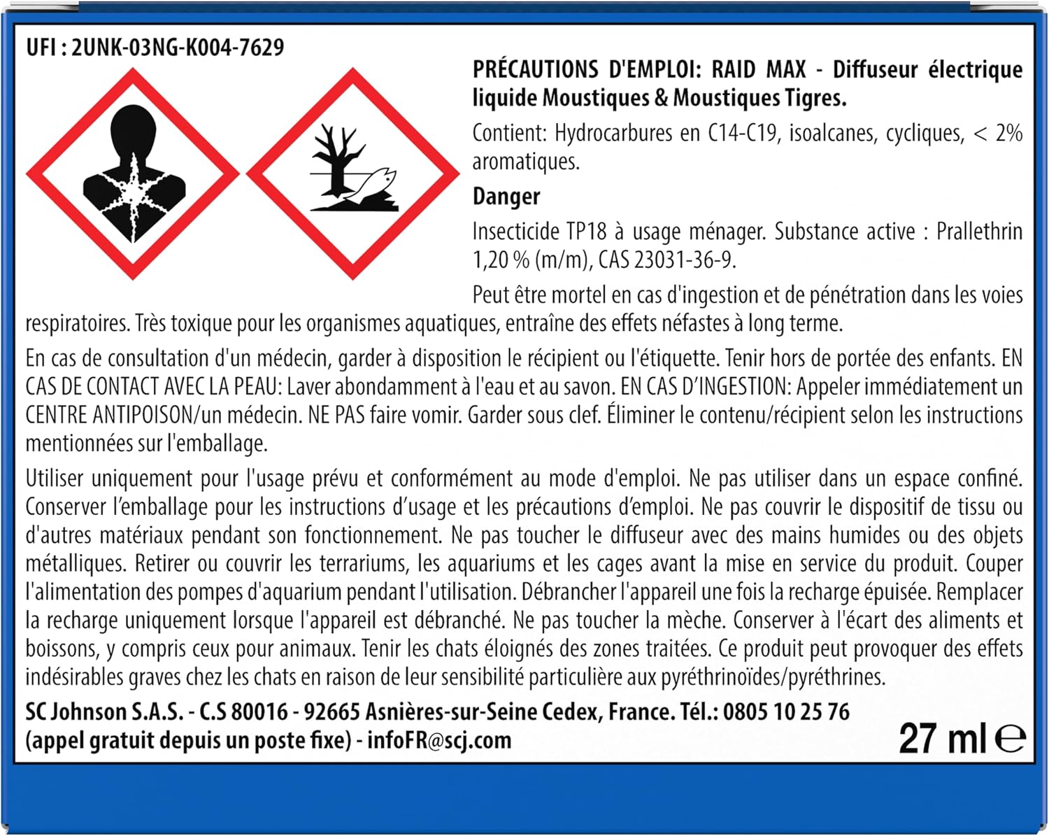 Detalle de Raid Max Diffuseur Électrique Liquide — Moustiques et Moustiques Tigres, 45 Nuits (Sans Parfum)
