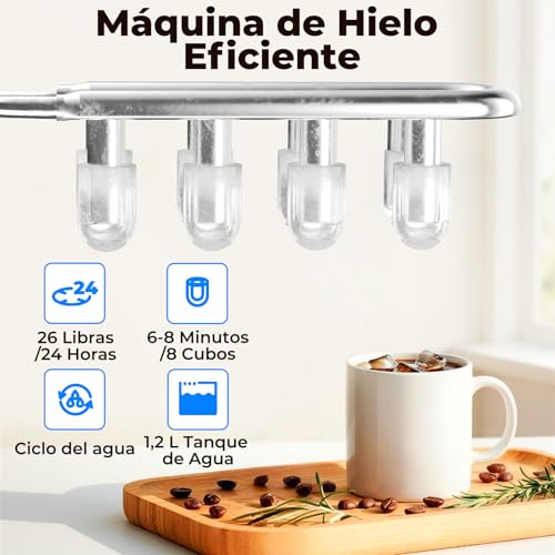 Thumbnail 1 de Acmeenjoy Máquina de Hielo Portátil para Hogar 12KG/24H, Autolimpieza, 2 Tamaños de Hielo, Tanque 1.2L (Negro)