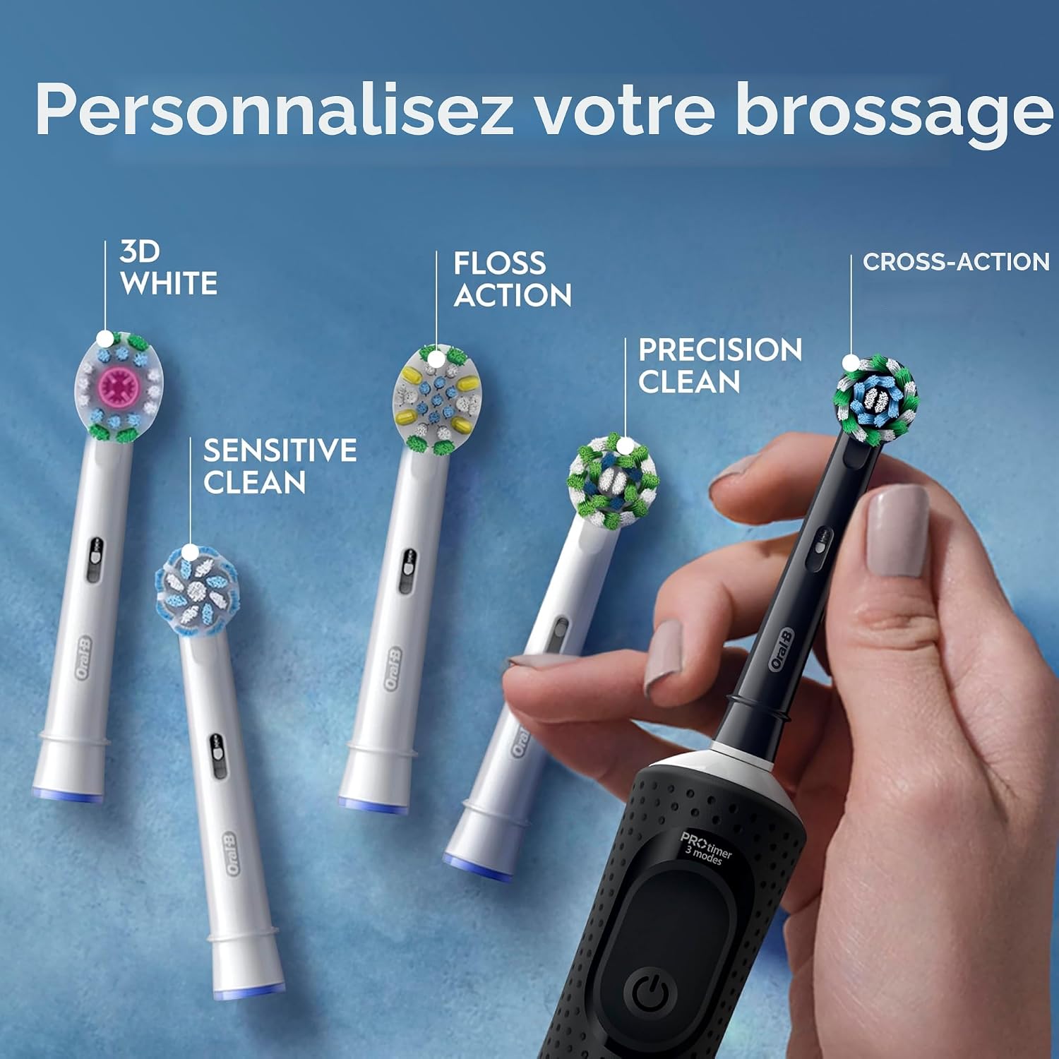 Detalle 2 de Oral-B Vitality Pro – Brosse à Dents Électrique Noir avec Brossettes interchangeables