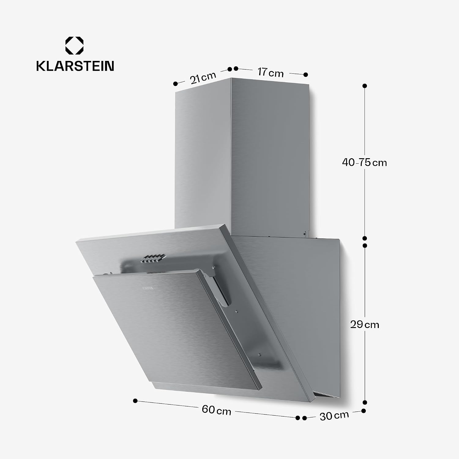 Thumbnail 6 de Klarstein Athena 60 cm Angled Cooker Hood, Stainless Steel, LED, 3 Speeds