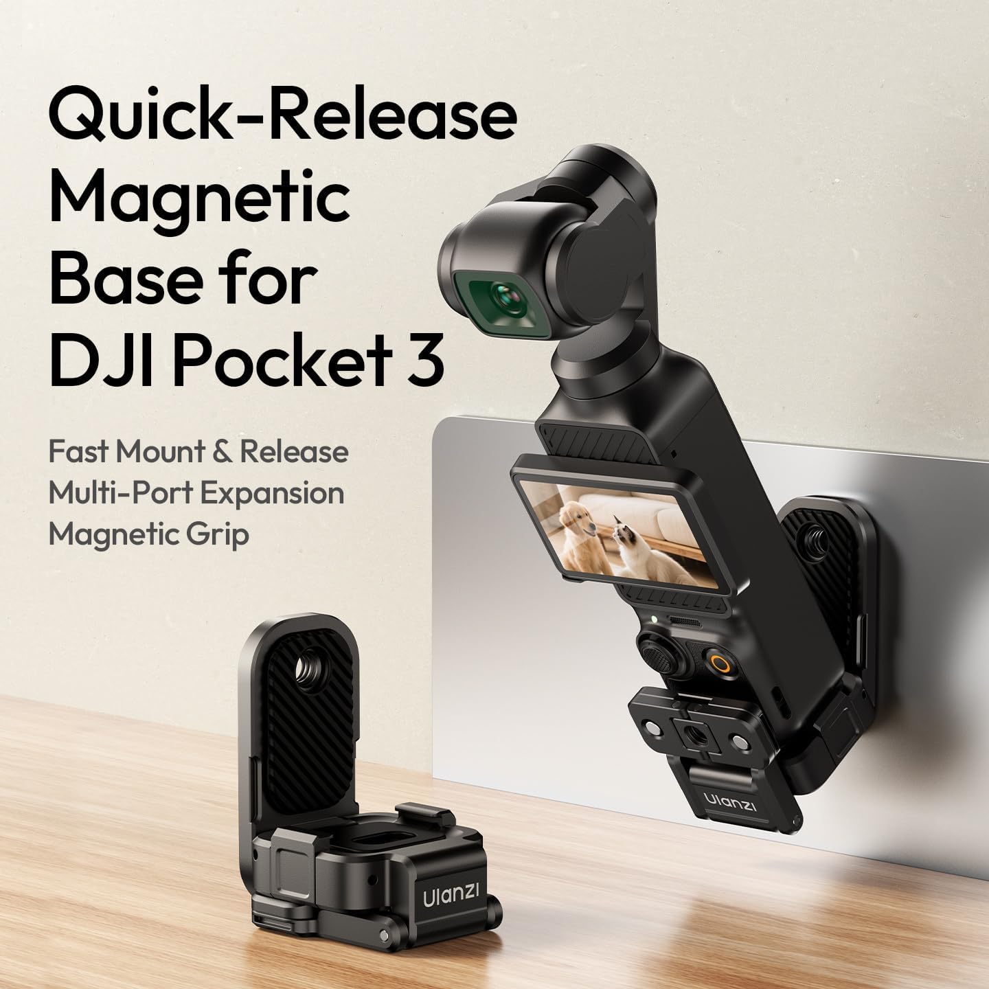Thumbnail 1 de ULANZI PK16 magnetischer Halterungsständer für DJI Osmo Pocket 3 mit 270° Kugelkopf und Schnellverschluss