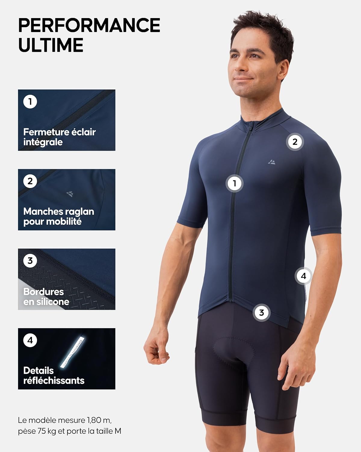 Thumbnail 1 de Danish Endurance maillot cyclisme manches courtes homme – respirant et léger, coupe ajustée