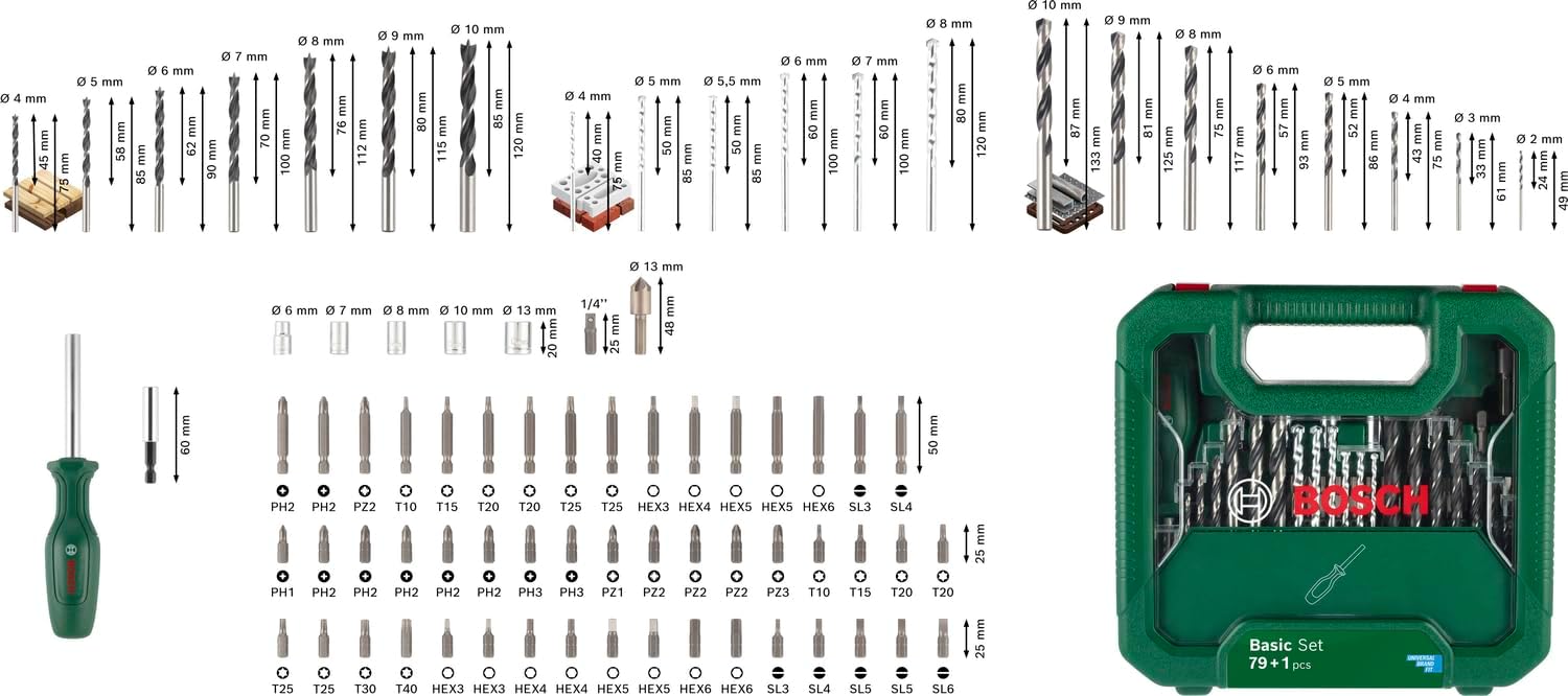 Thumbnail 2 de Bosch Basic Set 79 + 1 pcs (264 x 248 mm) — a practical drill and screwdriver accessory bundle