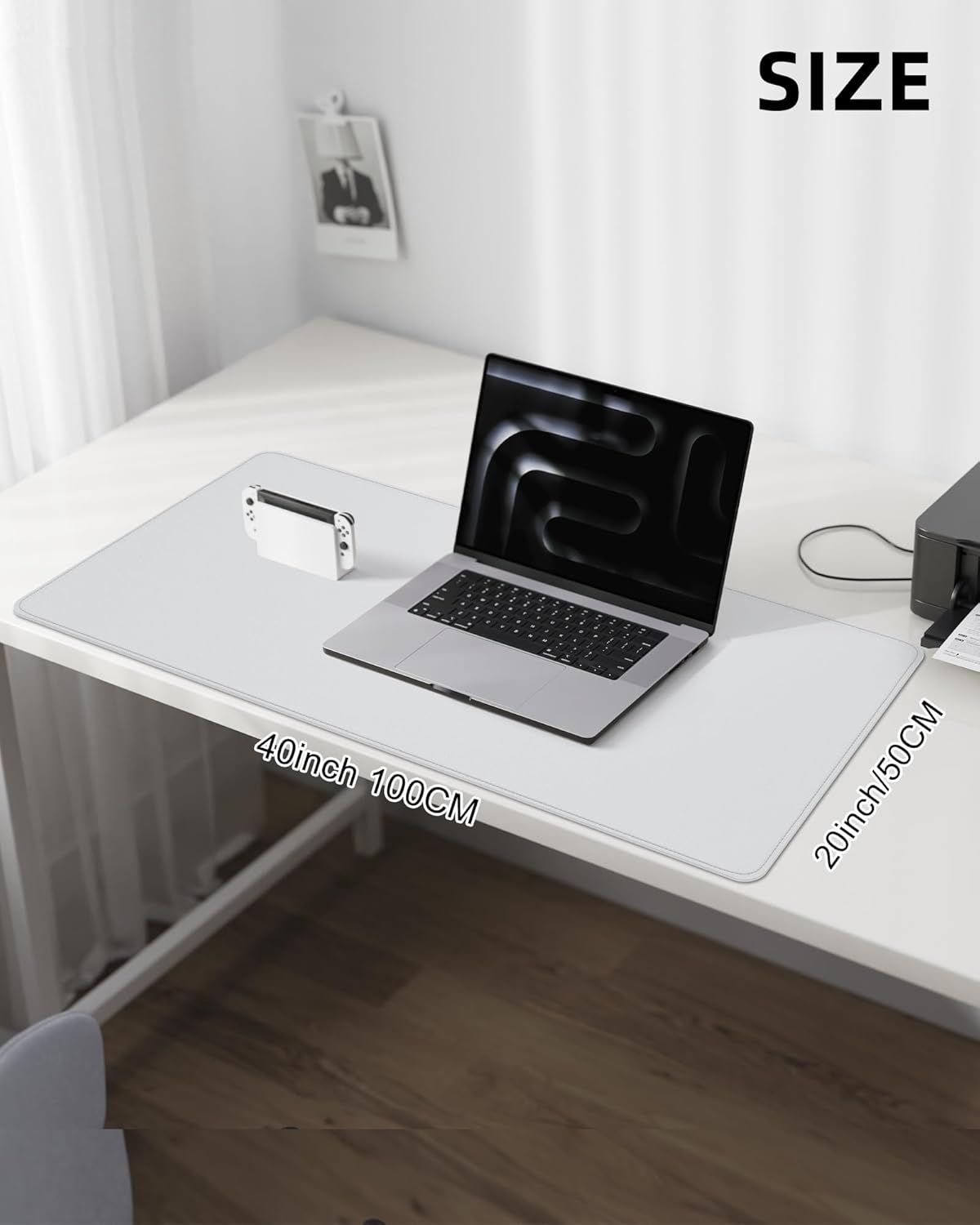 Thumbnail 2 de AFIING Leather Desk Pad Protector – Ivory White, 40" x 20
