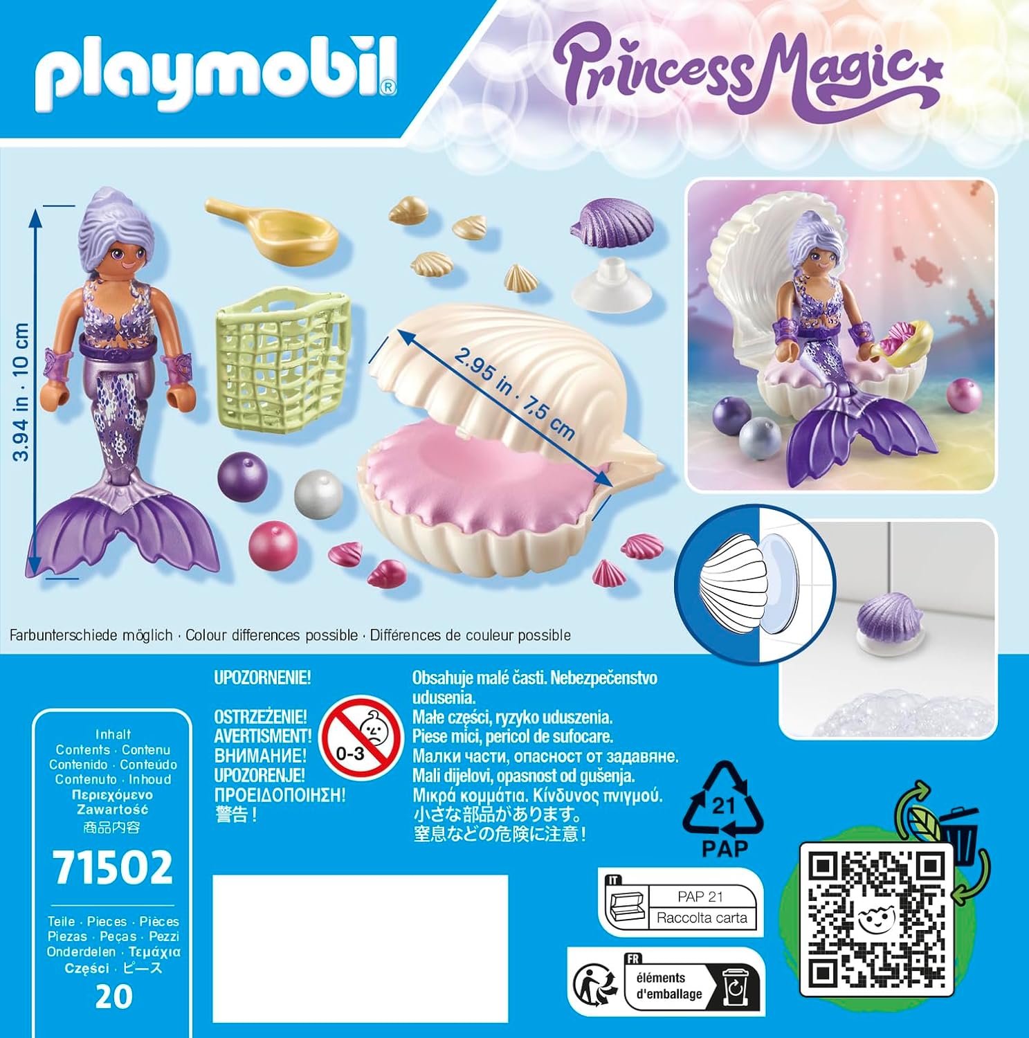 Detalle 2 de PLAYMOBIL Princess Magic 71502 Meerjungfrau mit Perlmuschel – inkl. Muschelschatulle und Dekomuschel