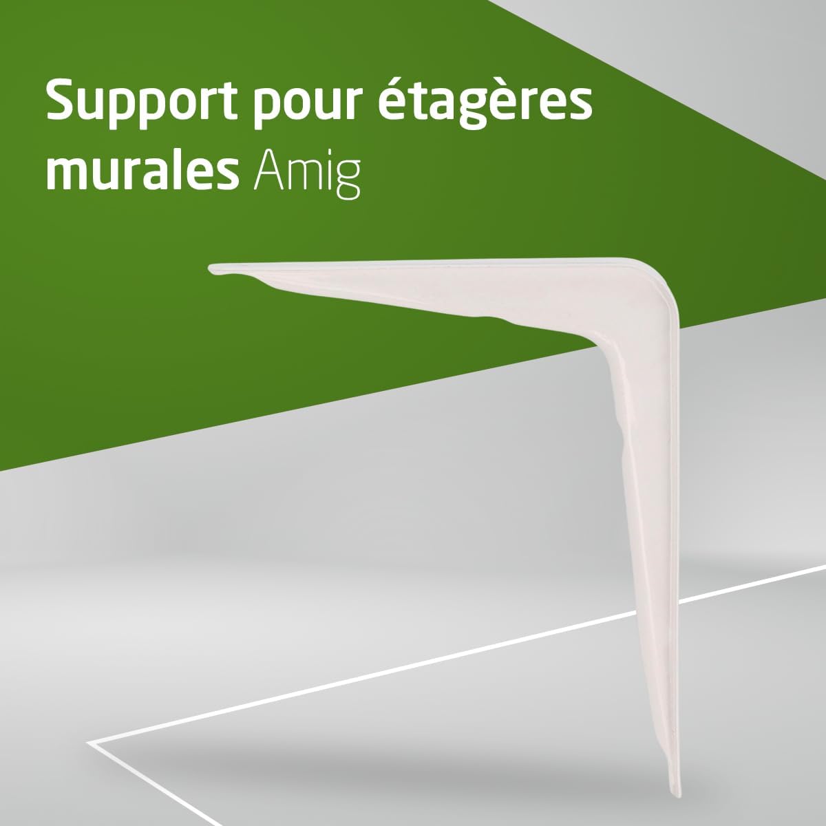 Detalle de AMIG - Support pour Étagère Murale en Acier 250x200 mm, Blanche, jusqu’à 35 kg