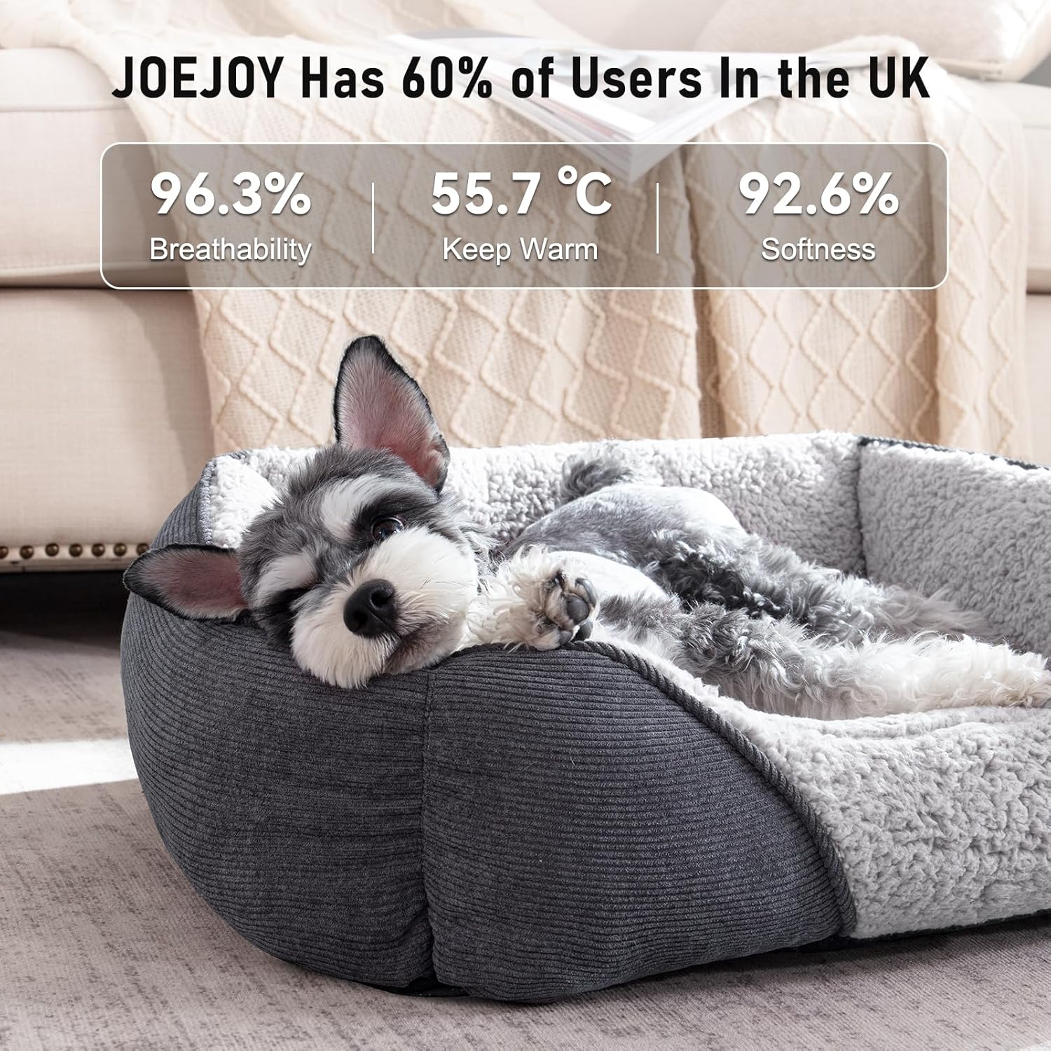 Thumbnail 5 de JOEJOY Extra Large Dog Sofa Bed (Waterproof, Washable) – 89x64x23cm