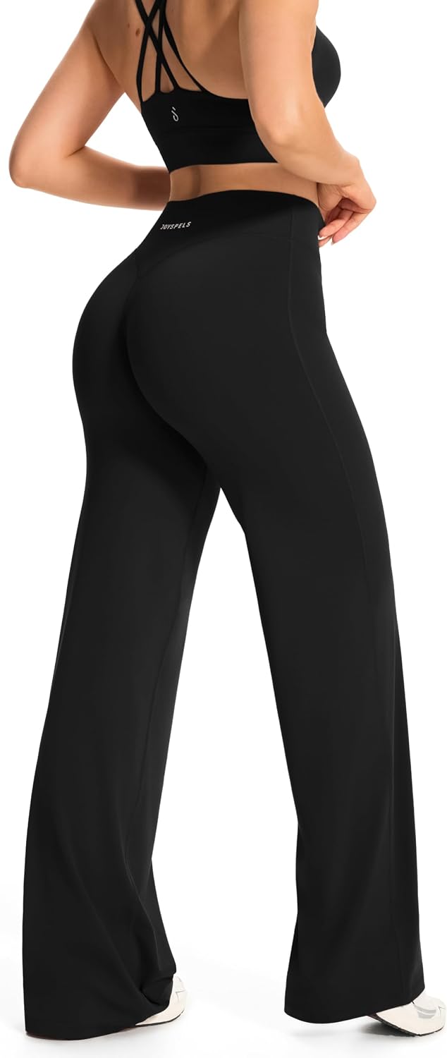 Detalle 2 de Straight Leg Leggings für Damen von JOYSPELS – Yoga- und Gymhose mit geradem Bein, hoher Taille
