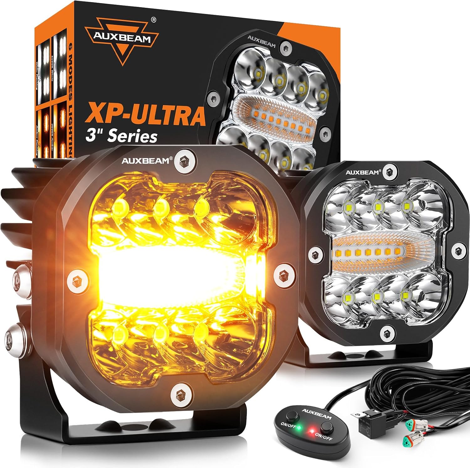 Detalle de Auxbeam XP-Ultra 3 Inch 96W LED Pods amber white