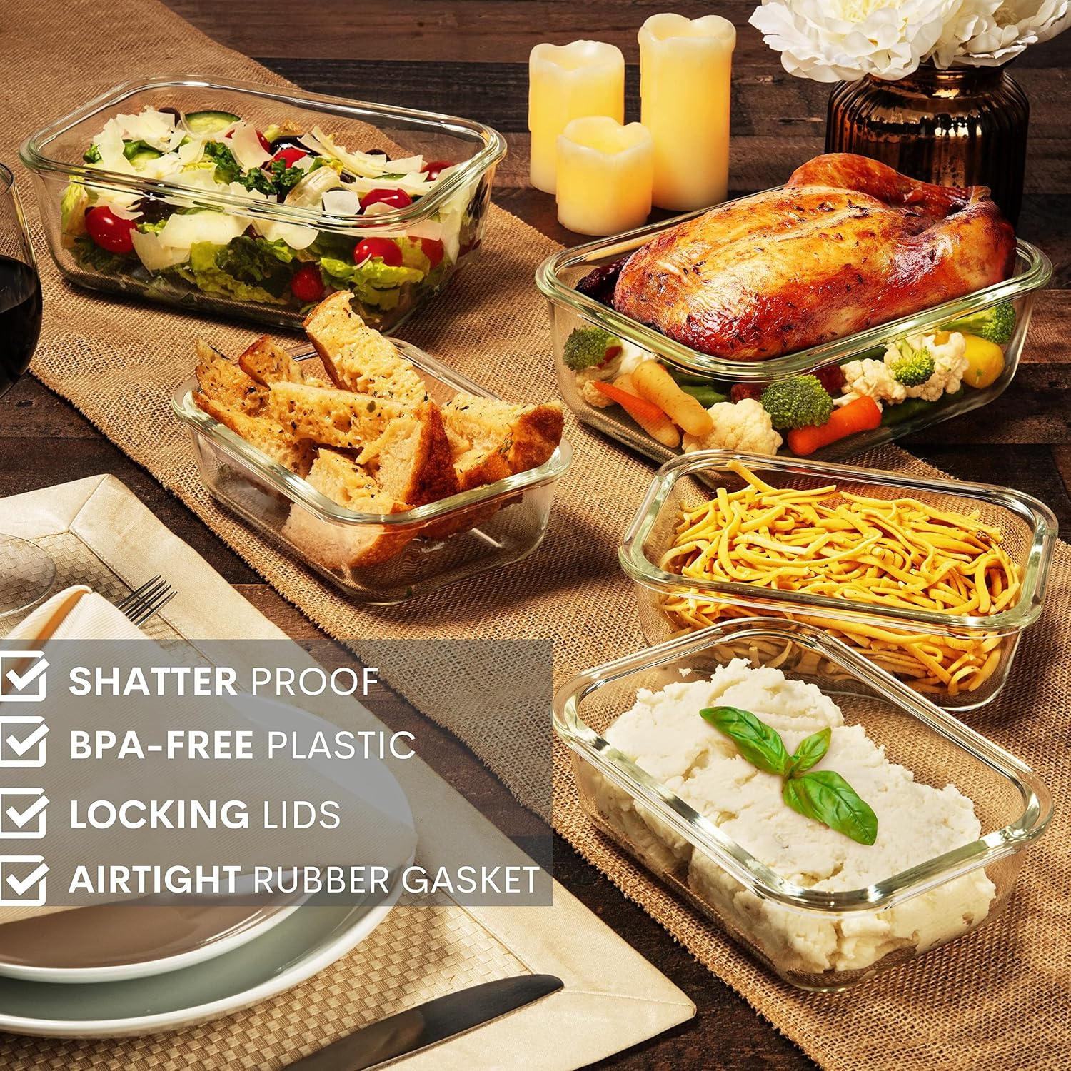 Thumbnail 5 de 8 Cups 63 Oz Glass Food Storage Containers