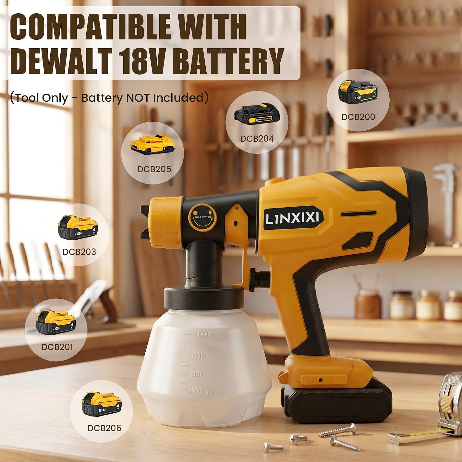 Detalle de L1NXIXI Cordless Paint Sprayer for Dewalt 18V Battery – Tool Only