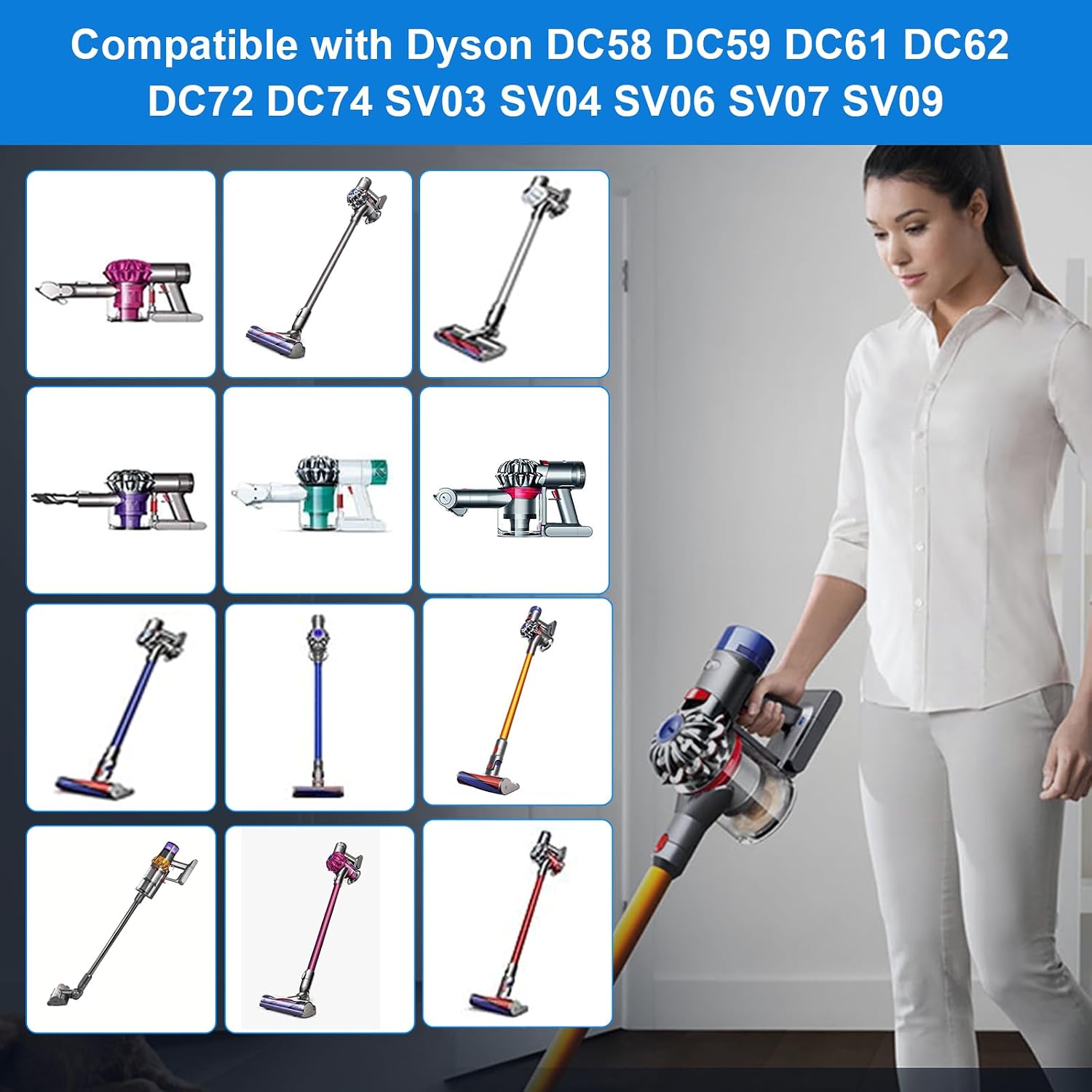 Detalle de AMICROSS 21.6V 4.5Ah Replacement Battery for Dyson V6 with Two Filters