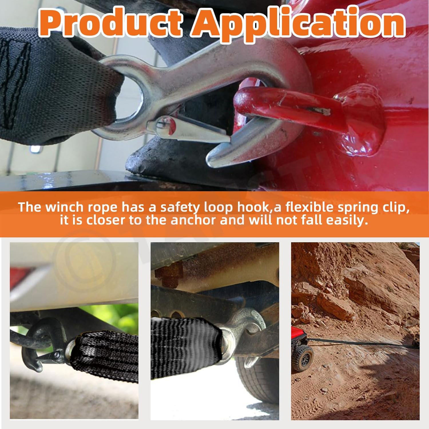 Thumbnail 6 de Tanstic 2 inch x 20 feet boat trailer winch strap with safety hook (4,400 lbs working load)