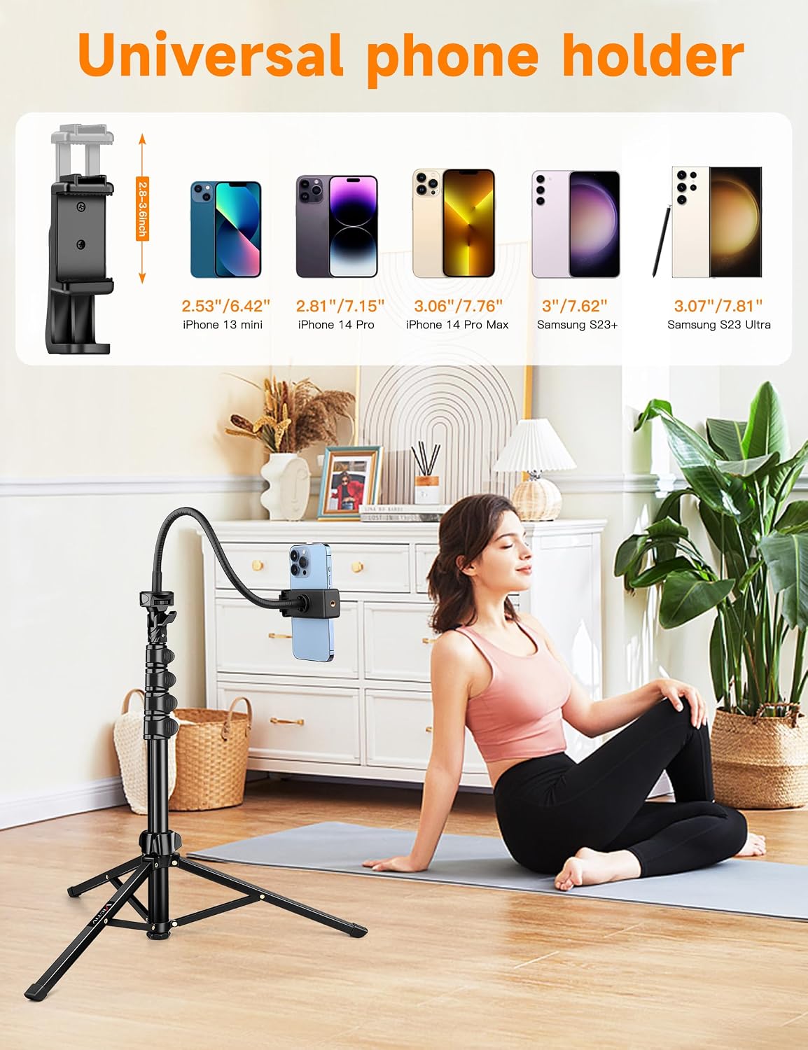 Thumbnail 3 de Victiv P18-86 Phone Tripod, 86-Inch with Flexible Gooseneck & Remote