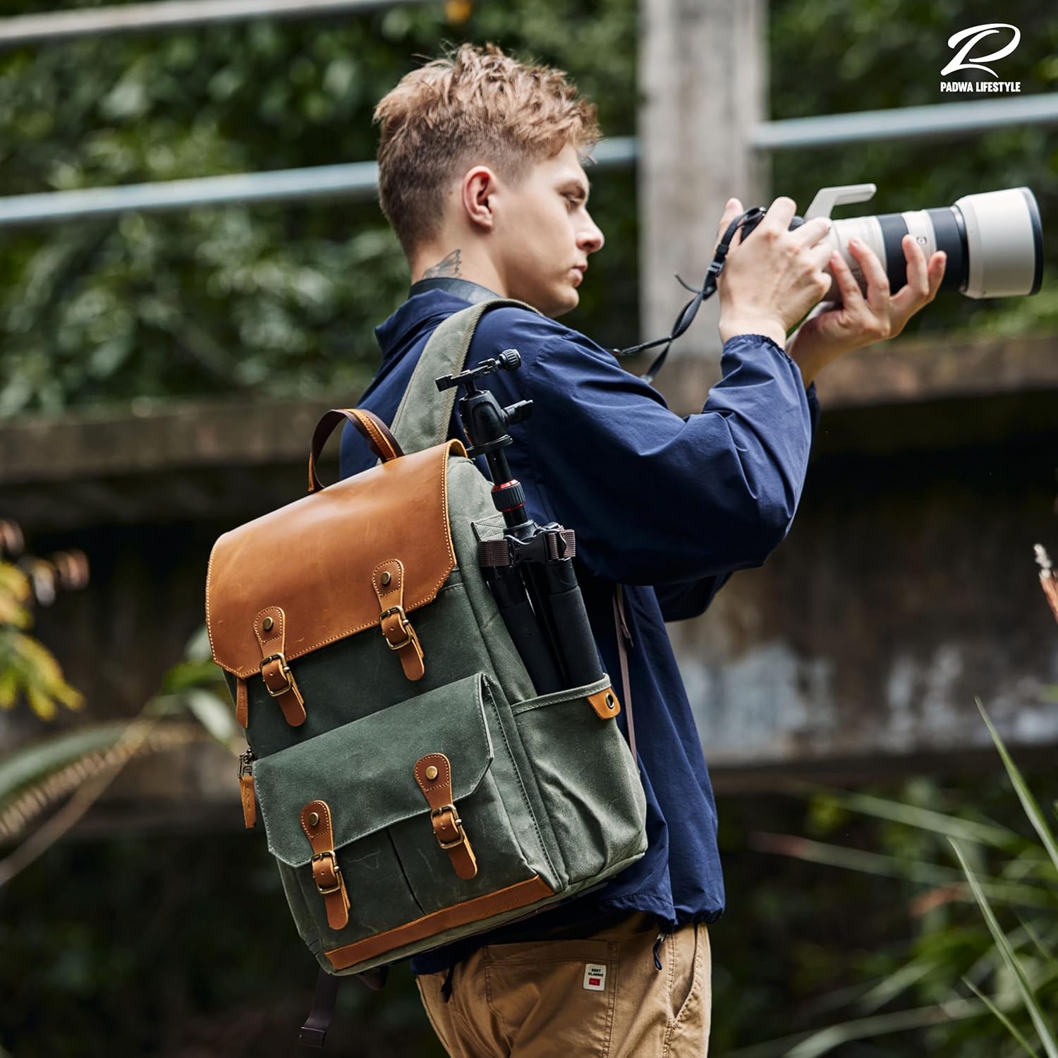 Detalle 2 de Padwa Lifestyle Waxed Memory Canvas Camera Backpack 13