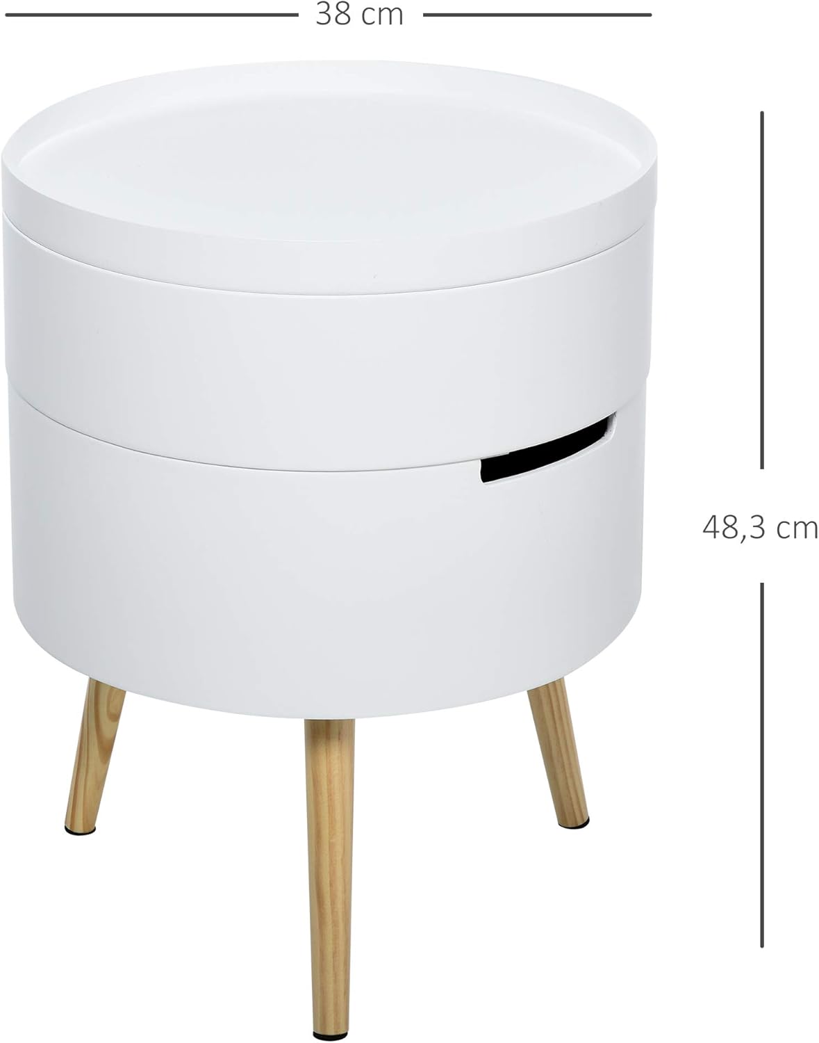 Detalle de HOMCOM Mesa auxiliar redonda Ø38 cm 48,3 cm