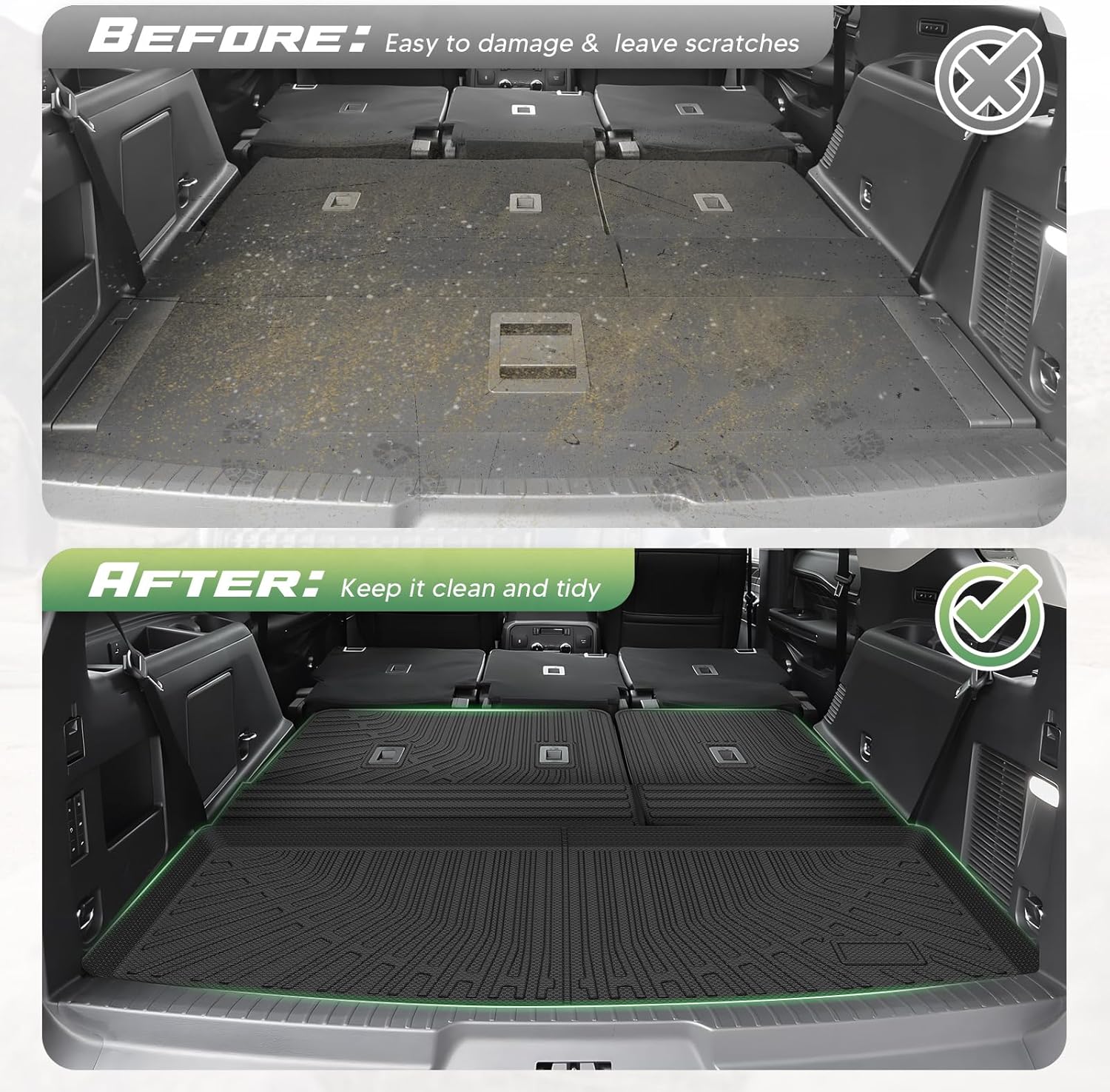 Thumbnail 3 de Cartist Floor Mats & Cargo Liner for 2018–2024 Ford Expedition / Lincoln Navigator (7 Seats) — All-Weather TPE Set