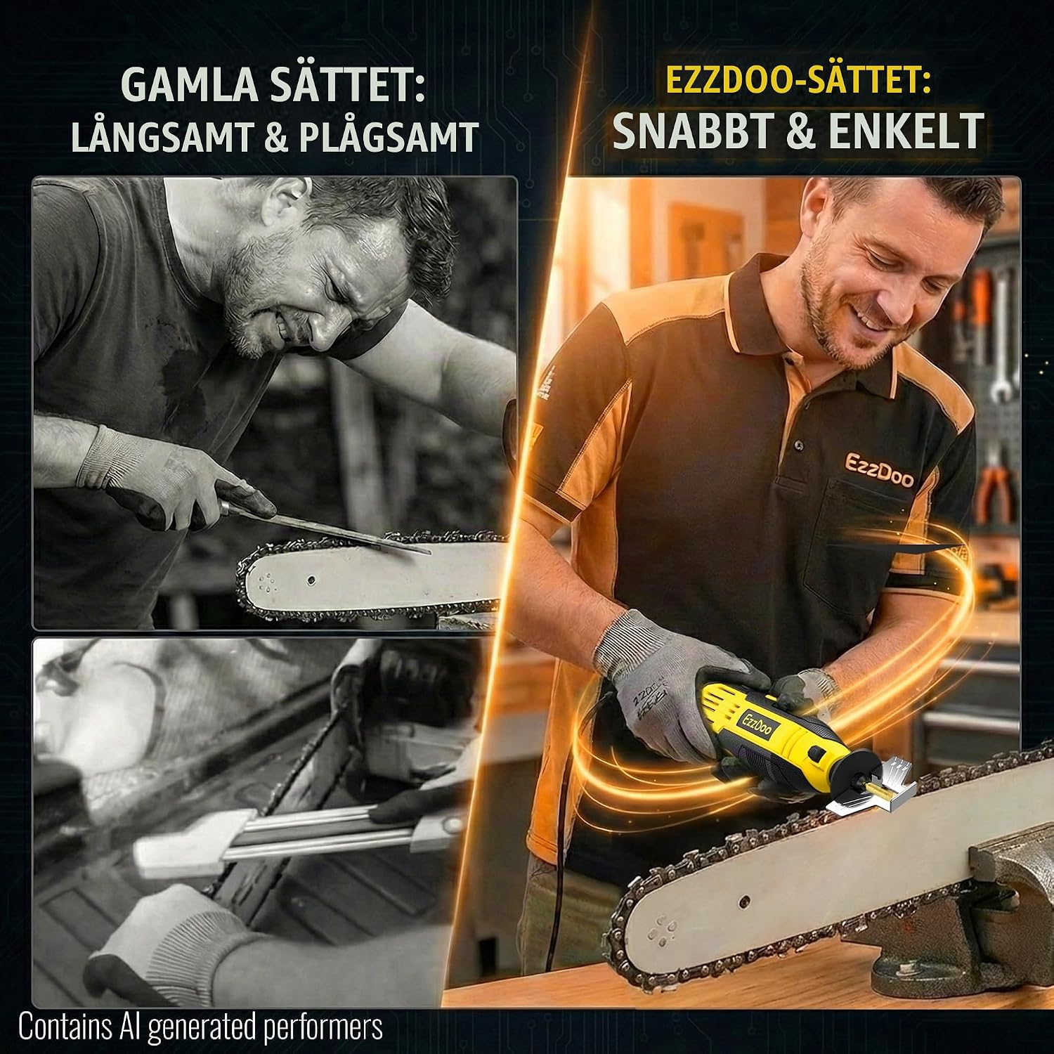 Thumbnail 4 de EzzDoo elektrisk motorsågsvässare 150 W med titanbelagda diamantfilar