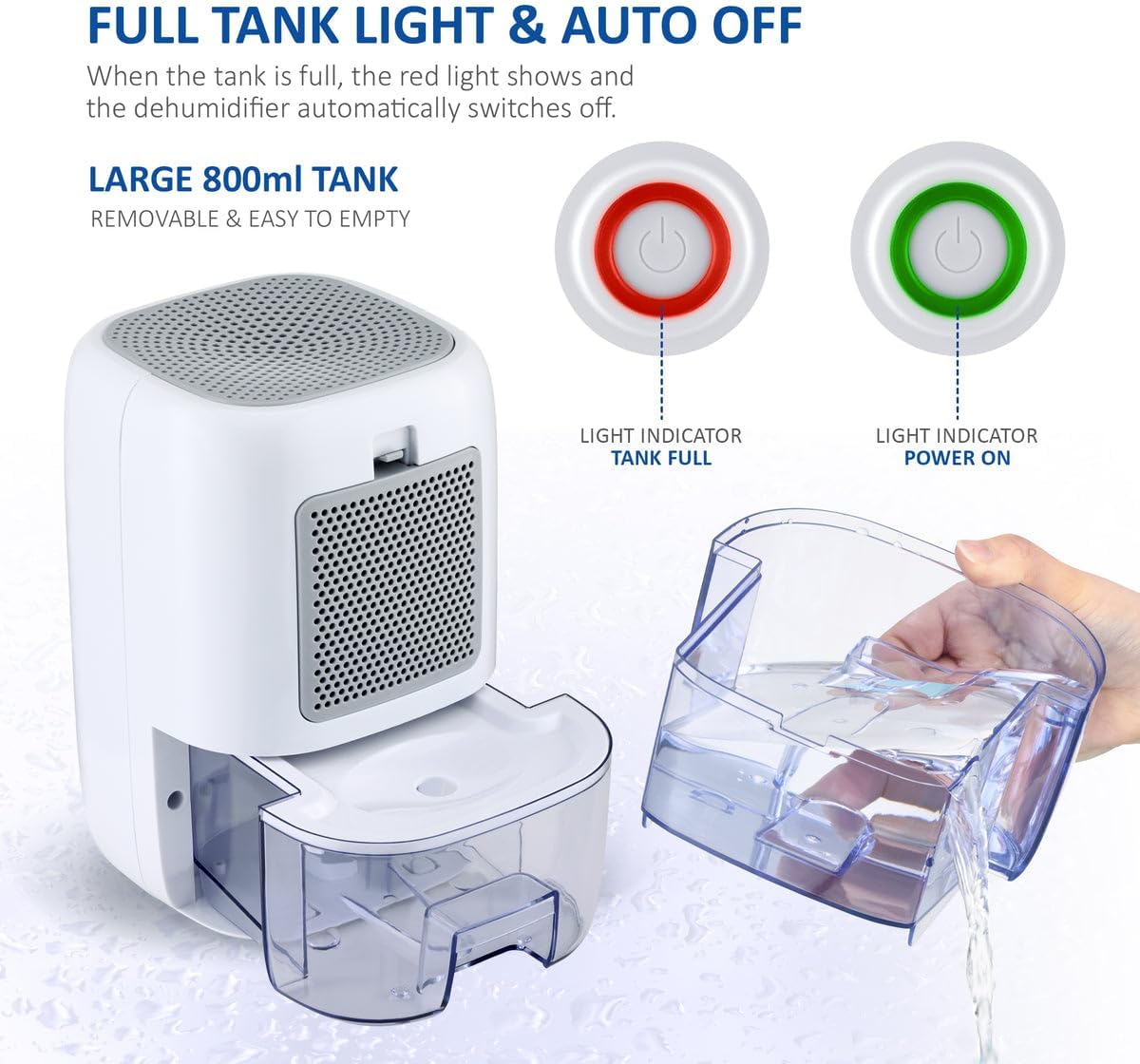Detalle de NETTA Dehumidifier 800ml Mini Air Dehumidifier (White, Energy Class A+++)