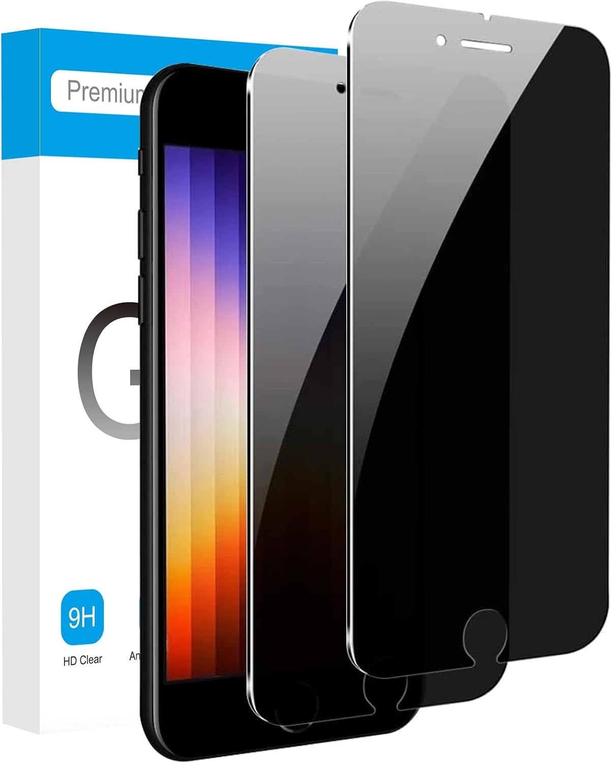 Detalle de Fotbor iPhone SE 2020/2022 Privacy Screen Protector, 9H Tempered Glass, 2-Pack