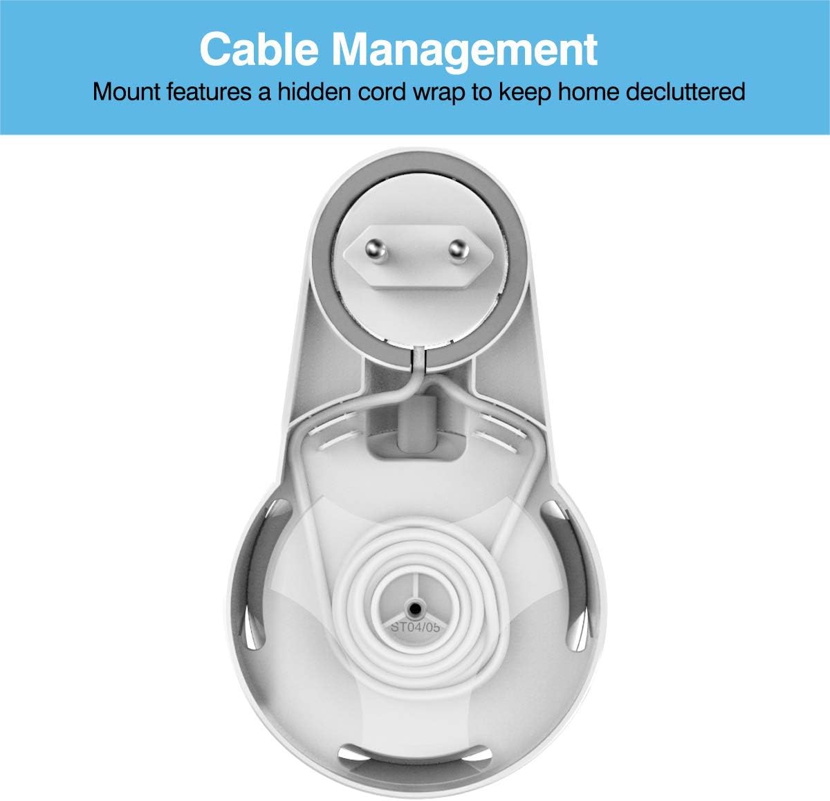 Thumbnail 2 de Wandhalterung für Google Home Mini & Nest Mini – Cozycase mit integriertem Kabelmanagement (Weiß+Grau)