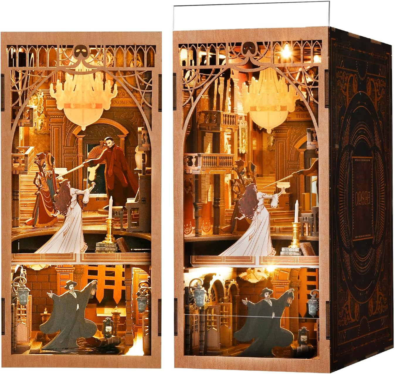 Detalle de CCCDF Phantom of the Opera Book Nook Kit — DIY 3D Wooden Bookend with LED Light