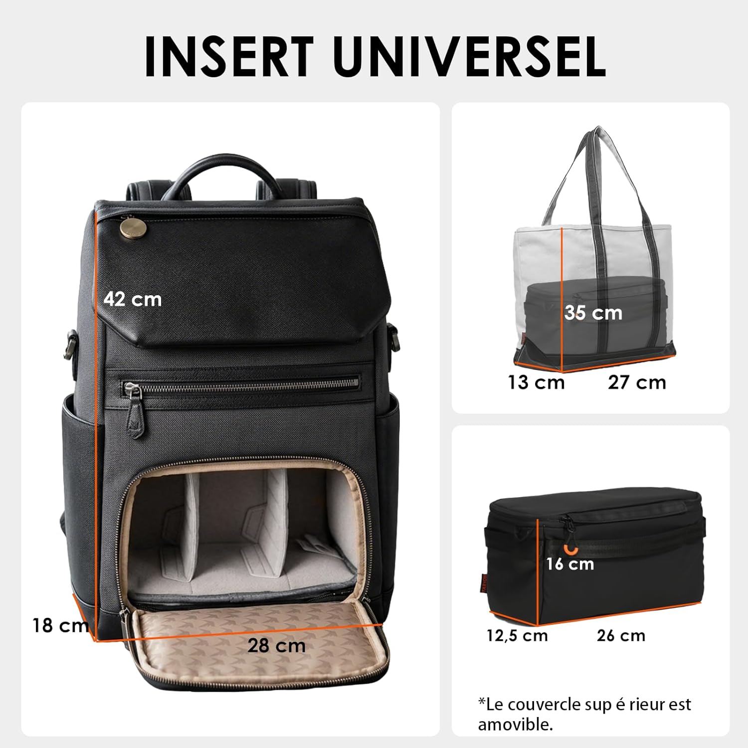 Detalle de Tarion Insert pour Sac Appareil Photo - Cadre métallique et intérieur rembourré (XS)