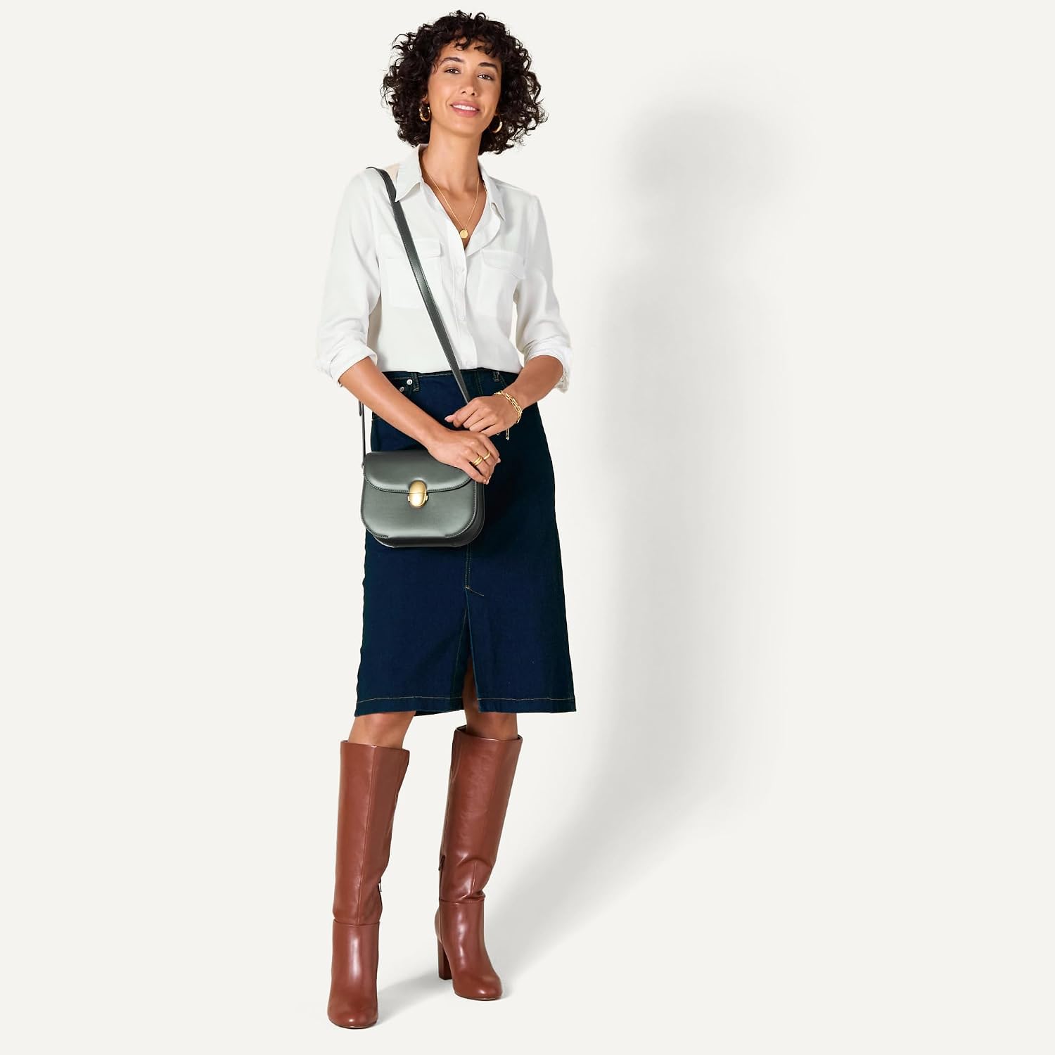 Detalle 1 de Vegan leather crossbody flap bag