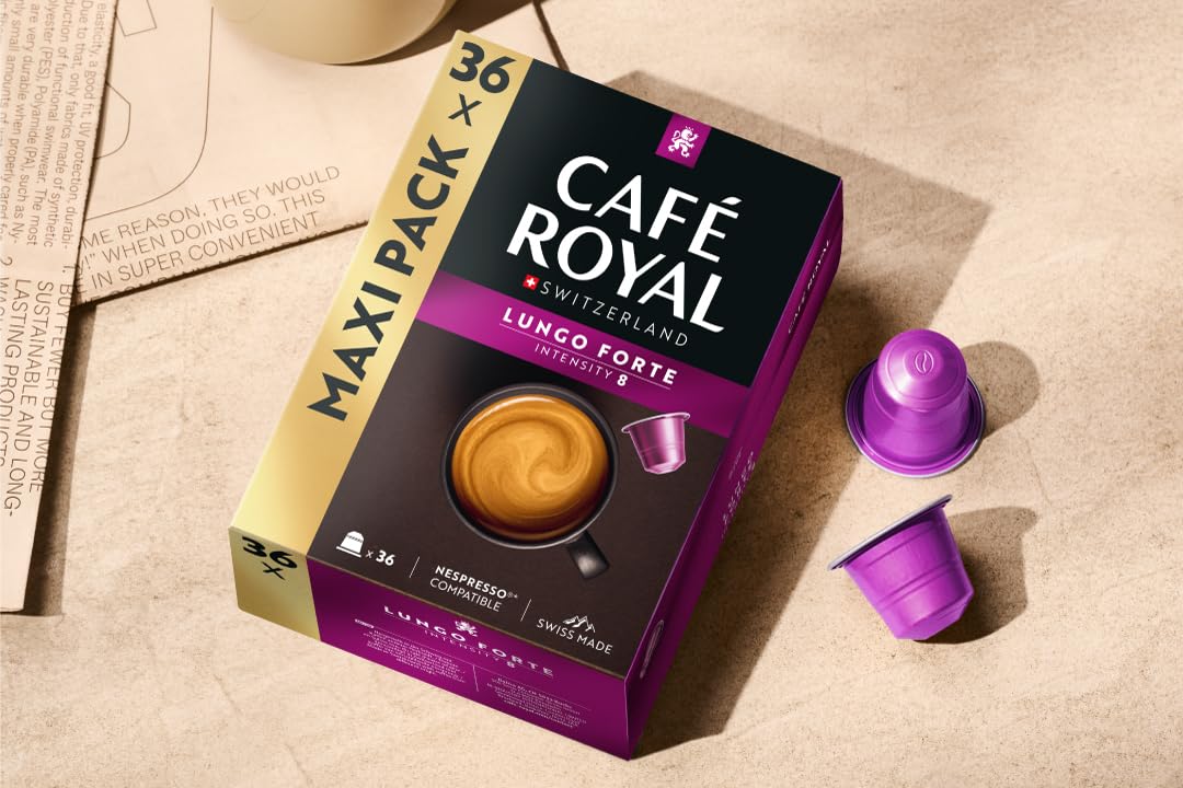 Detalle de Café Royal Lungo Forte 36 Nespresso – Gemahlener Rostkaffee
