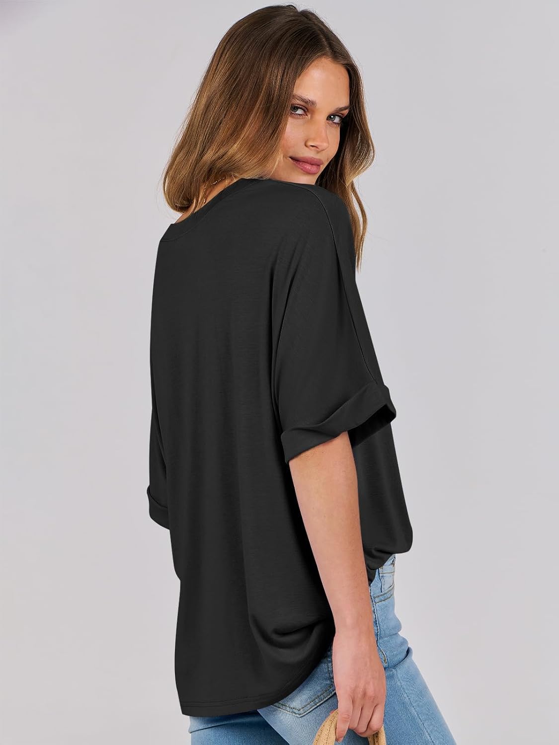 Thumbnail 2 de Cuptacc Oversize T-Shirt Damen – lockeres Basic-Top für Sommer, rundhals, Tunika-Charakter