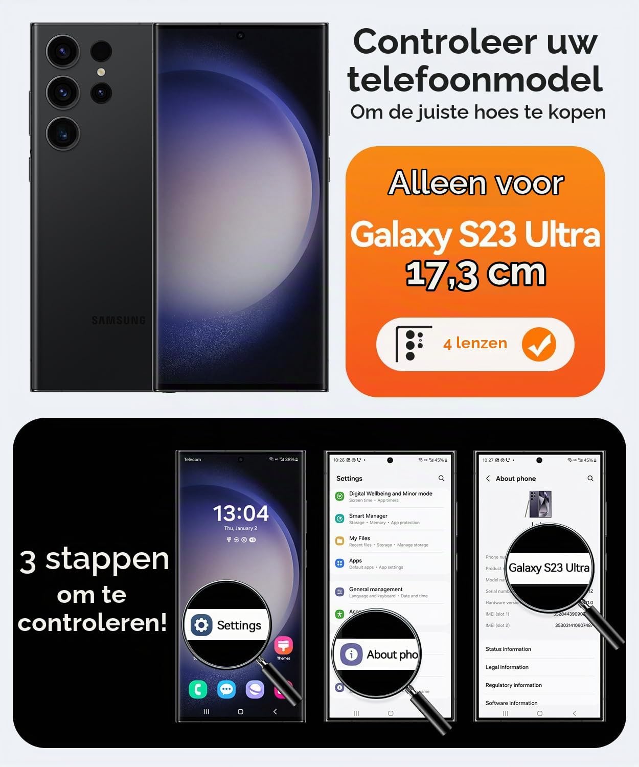 Detalle de CANSHN-hoesje voor Samsung Galaxy S23 Ultra, transparant met camerabescherming