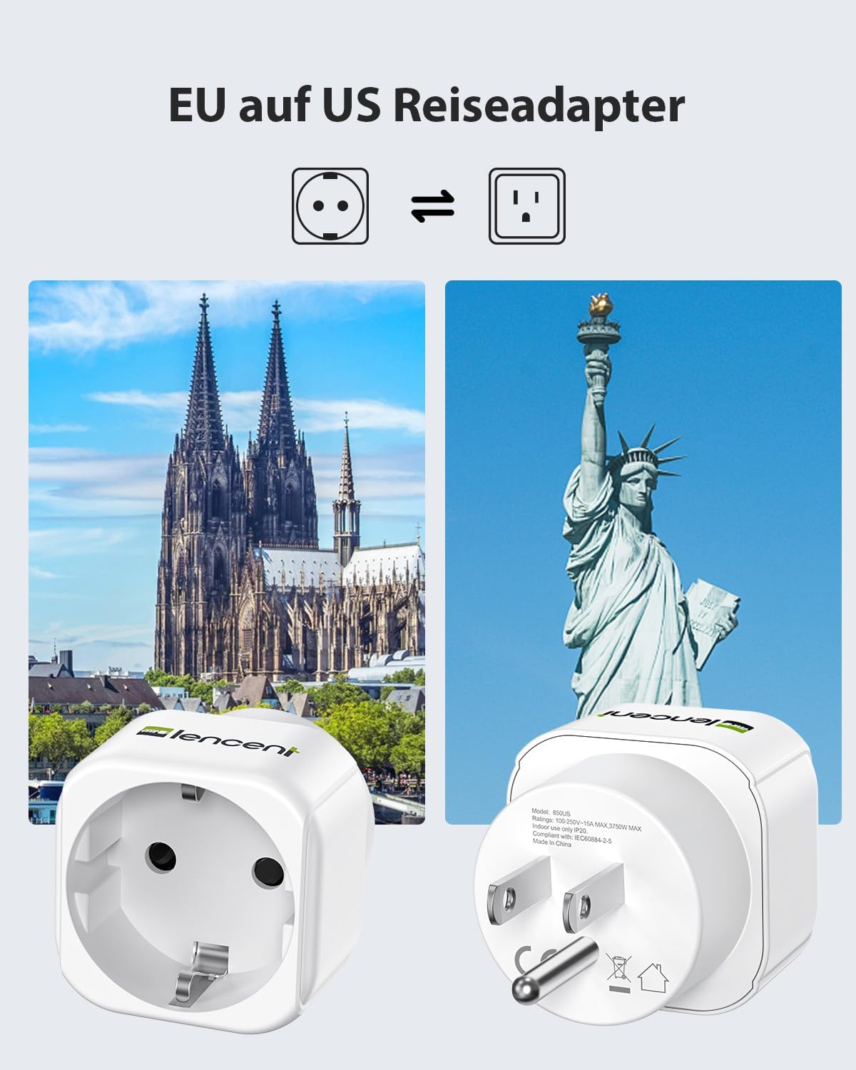 Thumbnail 1 de LENCENT Reiseadapter Typ-B 2er-Pack 🔌
