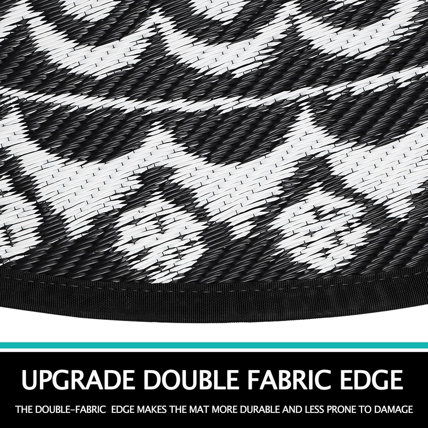 Thumbnail 3 de Capslpad Boho Round Outdoor Rug 240cm – Waterproof, Reversible, UV Resistant Plastic Straw Style Mat