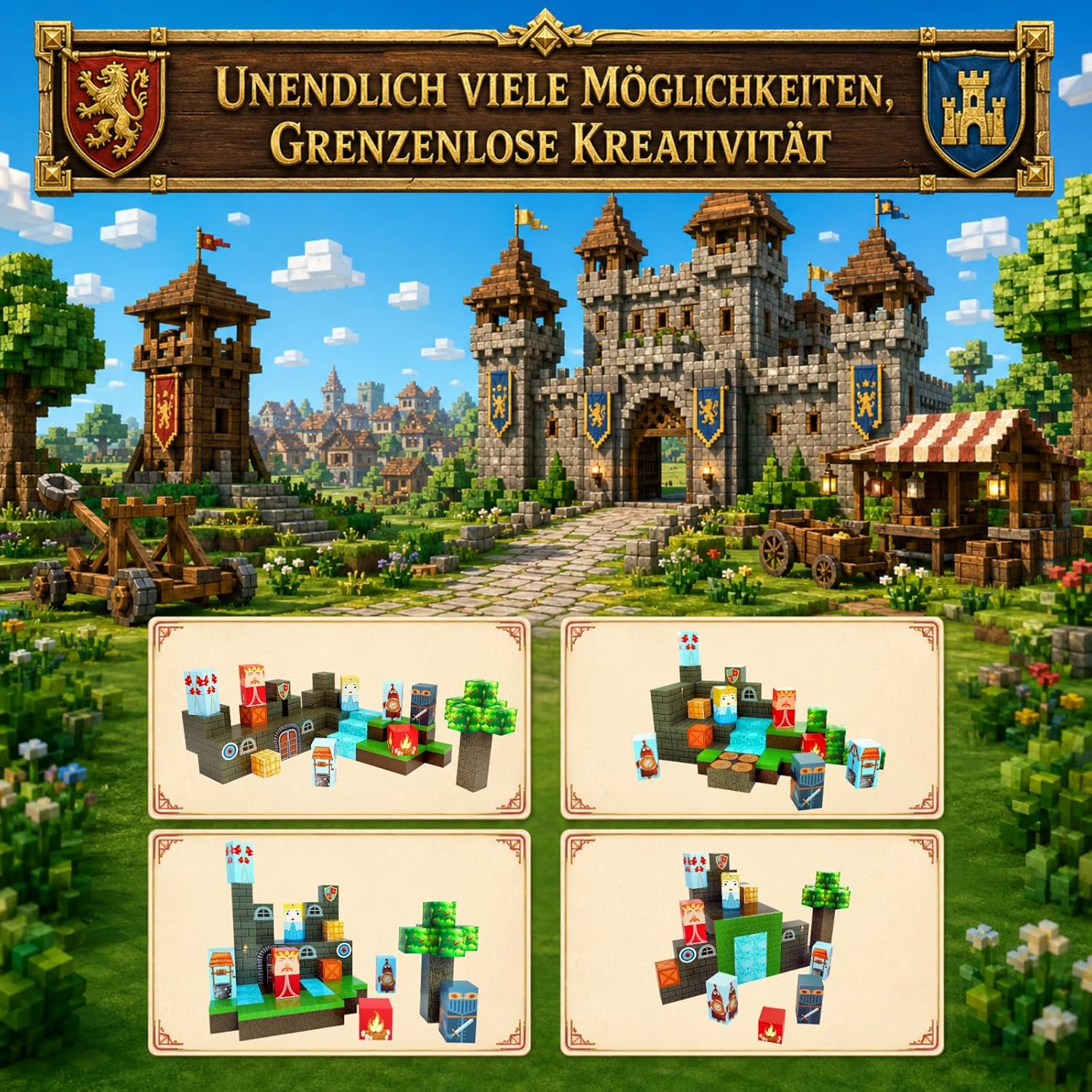 Detalle de Spiele Kontor Hamburg Magnetische Ritterburg-Bausteine – 80 Teile