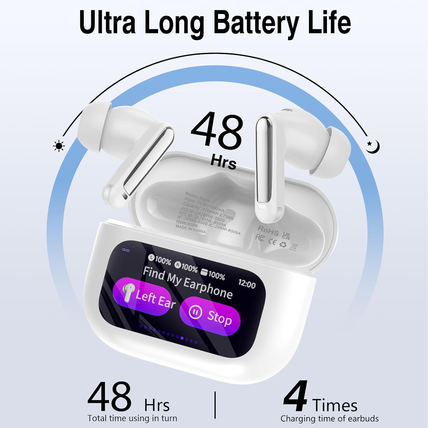 Thumbnail 4 de 2026 Wireless Earbuds with ANC, ENC, and Smart Touch Case – UK Version