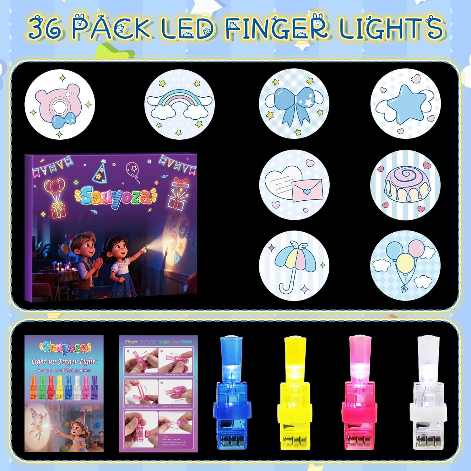Detalle de Sauyoza LED Finger Lights, 36-Pack