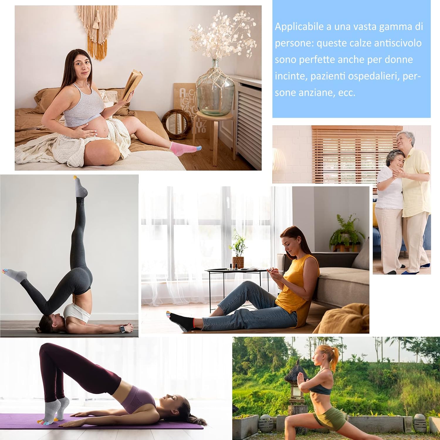 Detalle de PUTUO Calzini antiscivolo da donna con dita (5 dita) per yoga, pilates e fitness, 3 paia EU 36-43