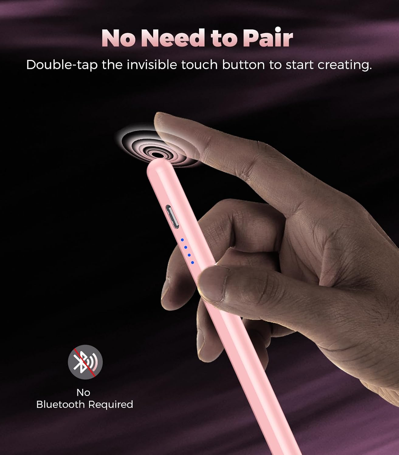 Thumbnail 2 de Stylus Pen for iPad (2018–2025) Digital iPad Pencil with Palm Rejection, Double-Tap Activation & Magnetic Attachment (Pink)